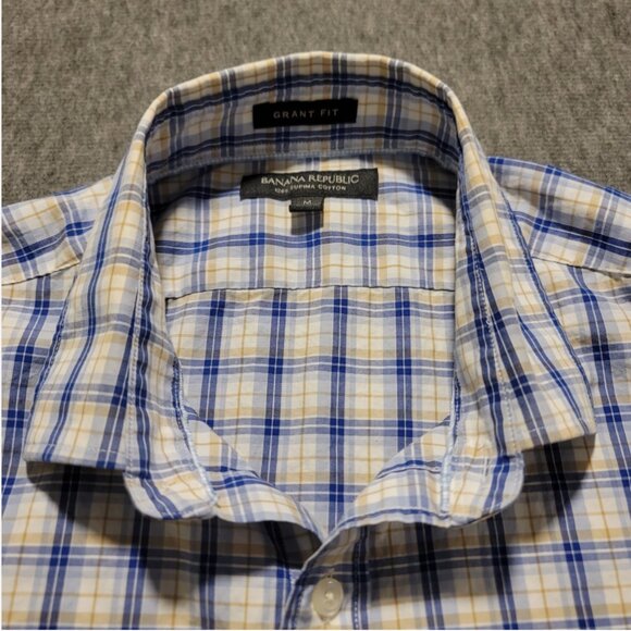Banana Republic Blue and White Checkered Casual Button Down Shirt - Picture 5 of 12